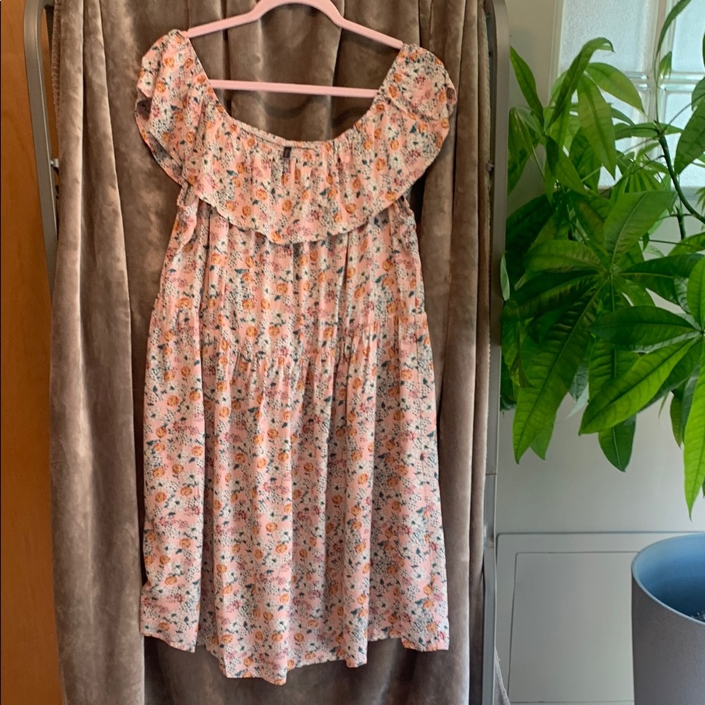 Pink Ruffled Tiered Off-the-Shoulder Sundress